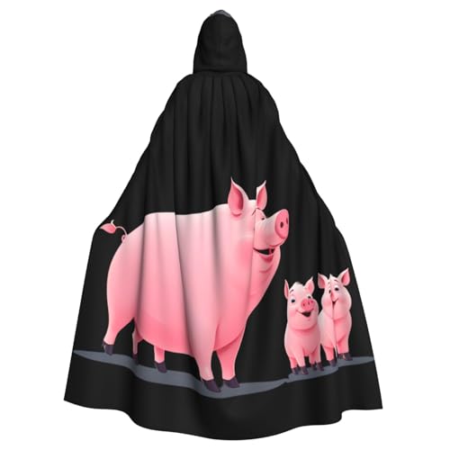 YYHWHJDE Umhang mit Kapuze für Erwachsene, Motiv: Schweinemutter mit Ferkel, ohne Reißverschluss, bequem für Kostümpartys von YYHWHJDE