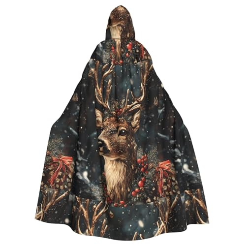 YYHWHJDE Umhang mit Kapuze für Erwachsene, Motiv: schneender Elch, für Rollenspiele, Bühnenkostüme, Partys, pflegeleicht von YYHWHJDE