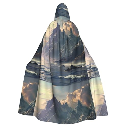 YYHWHJDE Umhang mit Kapuze für Erwachsene, Motiv: weite Berge und Meere, ohne Reißverschluss, bequem für Kostümpartys von YYHWHJDE