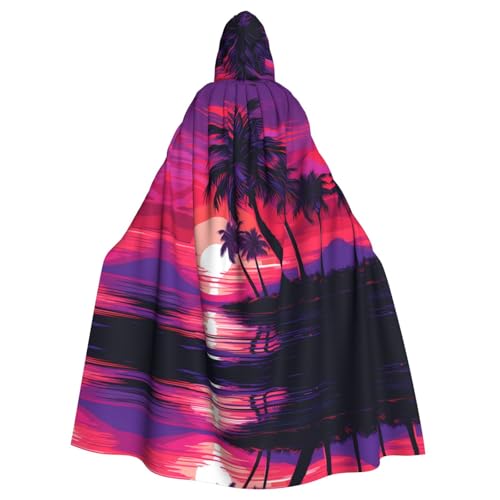 YYHWHJDE Umhang mit Kapuze für Erwachsene, Palmenmotiv, Sonnenuntergang, für Partys und Kostümveranstaltungen, Violett YYHWHJDE Umhang mit Kapuze für Erwachsene, Palmenmotiv, Sonnenuntergang, für Partys und Kostümveranstaltungen, Violett von YYHWHJDE
