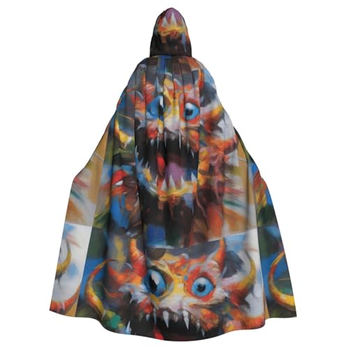 YYHWHJDE Umhang mit Kapuze für Erwachsene, buntes Monster-Muster, super großer Kapuzenumhang ohne Reißverschluss von YYHWHJDE
