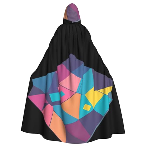 YYHWHJDE Umhang mit Kapuze für Erwachsene, mit buntem Quadrat-Muster, für Rollenspiele, Bühnenkostüme, Partys, pflegeleicht von YYHWHJDE