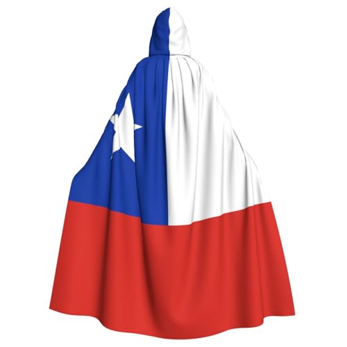 YYHWHJDE Umhang mit Kapuze für Halloween, Erwachsene, Motiv: Flagge von Chile, für Party, Kostüm, Cosplay, Bühne, Maskerade, Thema, Tanz, Comic Con von YYHWHJDE