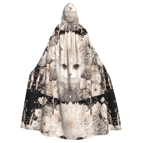 YYHWHJDE Umhang mit Kapuze und Blumenmuster für Halloween, Erwachsene, für Rollenspiele, Bühnenkostüme, Partys, pflegeleicht von YYHWHJDE