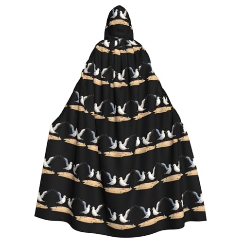 YYHWHJDE Umhang mit Kapuze und Möwen spielen am Strand, Halloween, Erwachsene, für Rollenspiele, Bühnenkostüme, Partys, pflegeleicht von YYHWHJDE