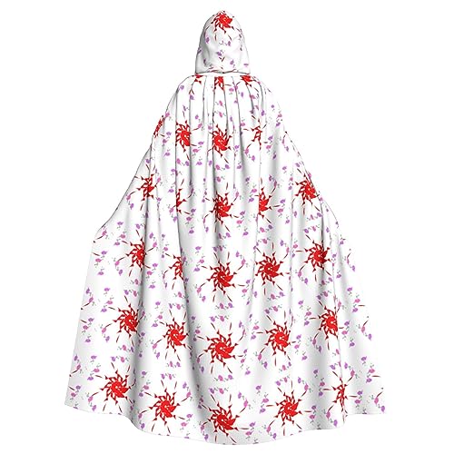 YYHWHJDE Umhang mit Kapuze und kleinem Blumenmuster, Halloween, Erwachsene, ohne Reißverschluss, bequem für Kostümpartys von YYHWHJDE