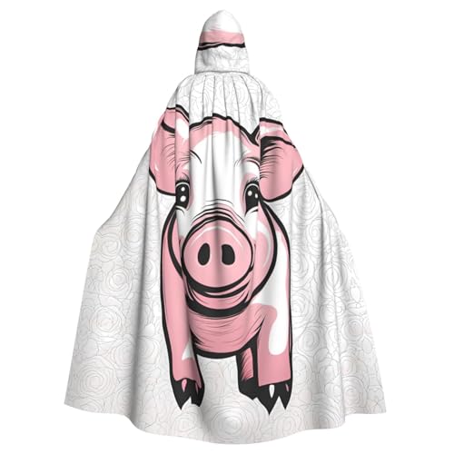 YYHWHJDE Umhang mit Schweinenhintergrund für Halloween, Erwachsene, mit Kapuze, für Party, Kostüm, Cosplay, Bühne, Maskerade, Thema, Tanz, Comic Con von YYHWHJDE