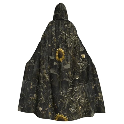 YYHWHJDE Umhang mit Sonnenblumen auf dem Berg, Halloween, Erwachsenen-Kapuzenumhang, ohne Reißverschluss, bequem für Kostümpartys von YYHWHJDE