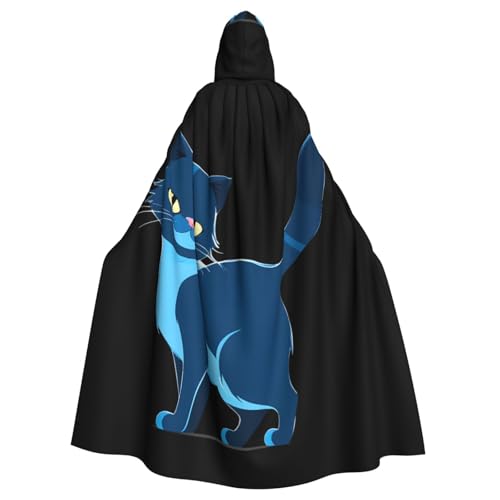 YYHWHJDE Umhang mit blauer Katze, mit Kapuze, ohne Reißverschluss, bequem für Kostümpartys YYHWHJDE Umhang mit blauer Katze, mit Kapuze, ohne Reißverschluss, bequem für Kostümpartys von YYHWHJDE
