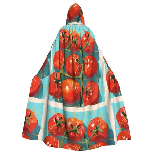 YYHWHJDE Umhang mit kleinen Tomaten im Netz, mit Kapuze, für Halloween, Erwachsene, ohne Reißverschluss, bequem für Kostümpartys von YYHWHJDE