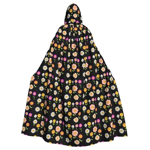 YYHWHJDE Umhang mit lächelnden kleinen Blumen für Halloween, Erwachsene, mit Kapuze, ohne Reißverschluss, bequem für Kostümpartys von YYHWHJDE