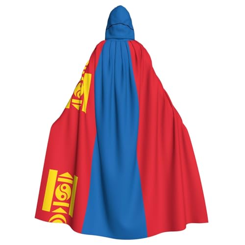 YYHWHJDE Umhang mit mongolischer Flagge, für Halloween, Erwachsene, mit Kapuze, für Party, Kostüm, Cosplay, Bühne, Maskerade, Thema, Tanz, Comic Con von YYHWHJDE