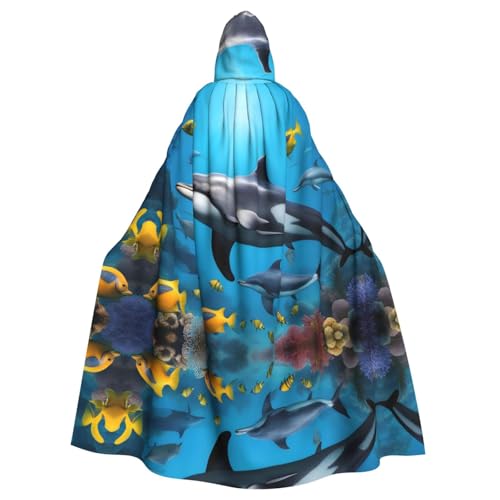 YYHWHJDE Unterwasserwelt, Fisch-Delphi-Muster, Erwachsenen-Kapuzenumhang, geeignet für Halloween, Cosplay-Kostüme, Weihnachtsfeiern YYHWHJDE Unterwasserwelt, Fisch-Delphi-Muster, Erwachsenen-Kapuzenumhang, geeignet für Halloween, Cosplay-Kostüme, Weihnachtsfeiern von YYHWHJDE