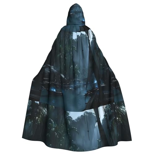 YYHWHJDE Valley Lakeside Home Picture Halloween Erwachsene Kapuzenumhang ohne Reißverschluss, bequem für Kostümpartys von YYHWHJDE
