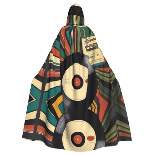 YYHWHJDE Vintage-Vinyl-Schallplatten-Druck, Halloween, Erwachsenen-Umhang mit Kapuze für Partys und Kostüme YYHWHJDE Vintage-Vinyl-Schallplatten-Druck, Halloween, Erwachsenen-Umhang mit Kapuze für Partys und Kostüme von YYHWHJDE