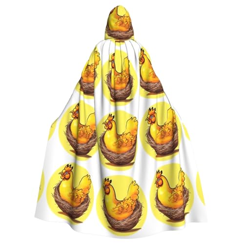 YYHWHJDE Vogelnest goldener Huhn-Druck, Erwachsenen-Qualität, Kapuzenumhang, geeignet für Halloween, Cosplay-Kostüme, Weihnachten von YYHWHJDE