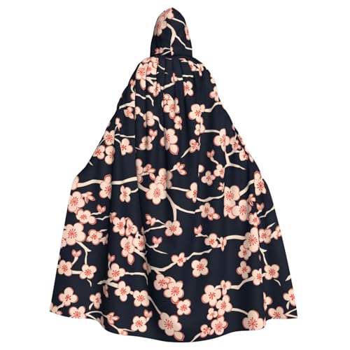 YYHWHJDE Waxing Pflaume Blumenbild Halloween Erwachsene Kapuzenumhang Umhang ohne Reißverschluss, bequem für Kostümpartys von YYHWHJDE