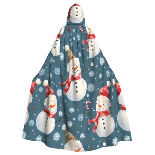 YYHWHJDE Weihnachtsumhang mit Schneemann-Muster, Halloween, Erwachsenen-Kapuzenumhang, ohne Reißverschluss, bequem für Kostümpartys von YYHWHJDE