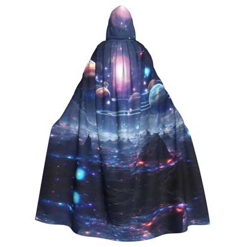 YYHWHJDE Weltraumplaneten Druck Halloween Erwachsene Kapuzenumhang für Partys und Kostüme von YYHWHJDE