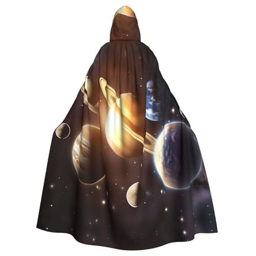 YYHWHJDE Weltraumplaneten-Umhang mit Kapuze, Halloween, Erwachsene, für Party, Kostüm, Cosplay, Bühne, Maskerade, Thema, Tanz, Comic Con von YYHWHJDE