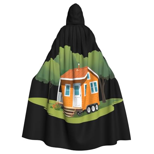 YYHWHJDE Wunderschöner kleiner Hausbild, Halloween-Umhang mit Kapuze, ohne Reißverschluss, bequem für Kostümpartys von YYHWHJDE