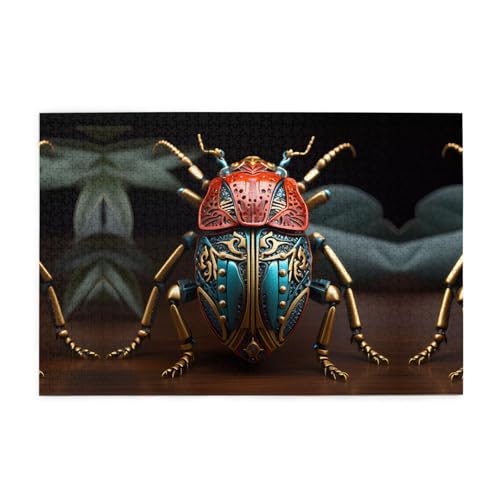 Yyhwhjde 1000 Teile Puzzle, bunte Käfer-Drucke, hochwertiges Holzpuzzle für Erwachsene und Kinder, lustige Puzzles, stressabbauende Puzzles von YYHWHJDE