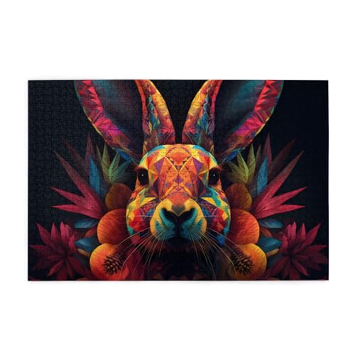 Yyhwhjde 1000 Teile Puzzle, buntes Kaninchenmuster, hochwertiges Holzpuzzle für Erwachsene und Kinder, lustige Puzzles, stressabbauende Puzzles Yyhwhjde 1000 Teile Puzzle, buntes Kaninchenmuster, hochwertiges Holzpuzzle für Erwachsene und Kinder, lustige Puzzles, stressabbauende Puzzles von YYHWHJDE