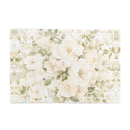 Yyhwhjde 1000 Teile Puzzles, weißes Aquarell-Blumenmuster, Rosenbild, pädagogische, intellektuelle Holzpuzzles, lustige Puzzles, Stressabbau-Puzzles Yyhwhjde 1000 Teile Puzzles, weißes Aquarell-Blumenmuster, Rosenbild, pädagogische, intellektuelle Holzpuzzles, lustige Puzzles, Stressabbau-Puzzles von YYHWHJDE