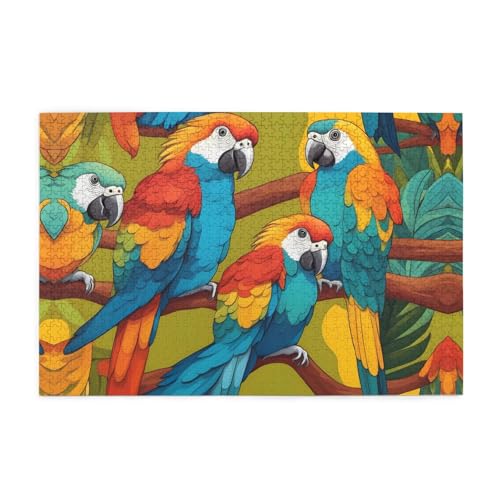 Yyhwhjde Puzzles, 1000-teiliges Yyhwhjde mit zweifarbigen Papageien-Drucken, hochwertiges Holzpuzzle für Erwachsene und Kinder, lustige Puzzles, stressabbauende Puzzles von YYHWHJDE