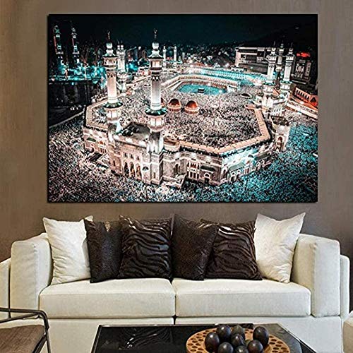 YYLPLLE Islamische Pilgerpuzzle 1000 Teile Nachtlandschaft Erwachsene Mekka Heilige Moschee Puzzle Kinder Spielzeug 50 x 75 cm von YYLPLLE
