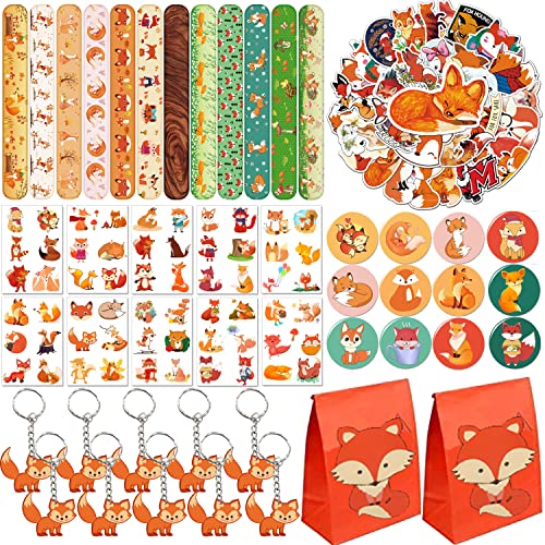 Fuchs-Partygeschenke, 110 Stück Fuchs-Thema, Slap-Armbänder, Aufkleber, Schlüsselanhänger, Abzeichen, temporäre Tattoos, Geschenktüten für Kinder, Waldtiere, Fuchs-Geburtstagsparty Fuchs-Partygeschenke, 110 Stück Fuchs-Thema, Slap-Armbänder, Aufkleber, Schlüsselanhänger, Abzeichen, temporäre Tattoos, Geschenktüten für Kinder, Waldtiere, Fuchs-Geburtstagsparty von YYMYMGJ