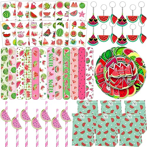 YYMYMGJ Watermelon Party Favors One in A Melon Slap Armbänder, Aufkleber, Strohhalme, temporäre Tattoos, Schlüsselanhänger und Geschenktüten für Kinder 1. Wassermelone Geburtstag Party Babyparty YYMYMGJ Watermelon Party Favors One in A Melon Slap Armbänder, Aufkleber, Strohhalme, temporäre Tattoos, Schlüsselanhänger und Geschenktüten für Kinder 1. Wassermelone Geburtstag Party Babyparty von YYMYMGJ
