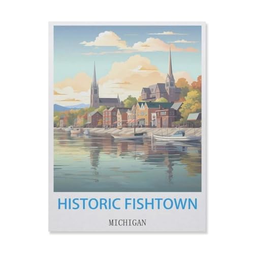 1000-Stück Puzzle Für Erwachsene Und Kinder-Papier Puzzle，Historic Fishtown Michigan，Familie Interaktive Spiele Große Ferien Freizeit（38x26cm）-E68 von YYNFHCBS