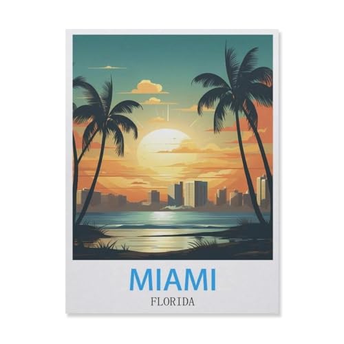 1000 Teile Puzzle Für Erwachsene Und Kinder，Miami Florida，Stressabbau Herausforderung Bodenpuzzle DIY Home Wanddekoration（38x26cm）-E78 von YYNFHCBS