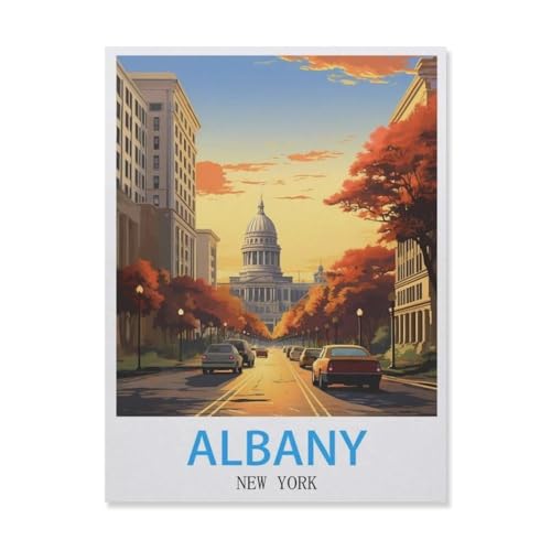 Albany New York，Puzzle 1000 Teile Holz Puzzle Geeignet Für Erwachsene Kinder Familien Stressabbau Puzzlespiele（75x50cm）-E30 von YYNFHCBS