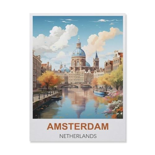 Amsterdam Niederlande，Puzzle 1000 Teile Holz Puzzle Geeignet Für Erwachsene Kinder Familien Stressabbau Puzzlespiele（75x50cm）-B38 von YYNFHCBS