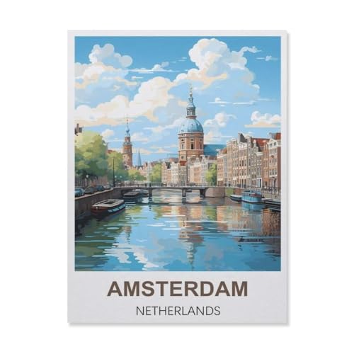 Amsterdam Niederlande，Puzzles 1000 Stück Puzzles Für Erwachsene Kinder Klassisches Familienpuzzle Indoor DIY Spielzeug Geburtstagsgeschenk（38x26cm）-B43 von YYNFHCBS
