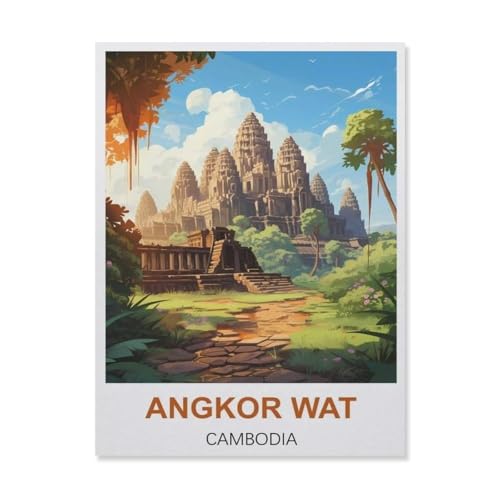 Angkor Wat Kambodscha，Puzzle 1000 Teile,Intellektuelle Entwicklung Pädagogisches Nach Hause Interessante Dekompression Brain Challenge Puzzle Für Jugendliche Kinder（38x26cm）-B42 von YYNFHCBS