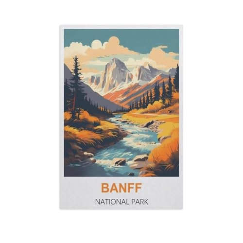 Banff Nationalpark，1000 Stück Erwachsene Holz Landschaft Puzzles Für Kinder Lernspielzeug Geschenke（75x50cm）-H31 von YYNFHCBS