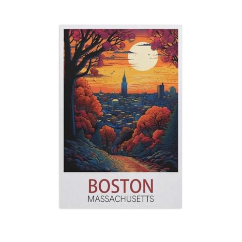 Boston Massachusetts，Puzzles für Erwachsene 1000 Teile, Klassische Puzzle Puzzle Schwierig für Erwachsene Teenager Freizeit Spaß Spiel Spielzeug （38x26cm）-K82 von YYNFHCBS