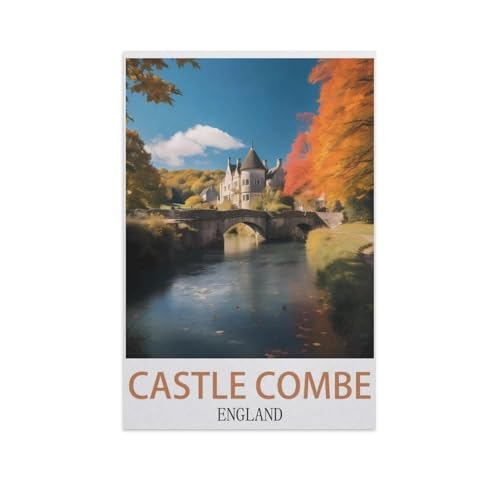 Castle Combe, England，3D Puzzle 1000 Stück, Holz Montiert DIY Puzzle Montage Spielzeug Für Kinder, Holz Puzzle Holz Geschenk（75x50cm）-I72 von YYNFHCBS