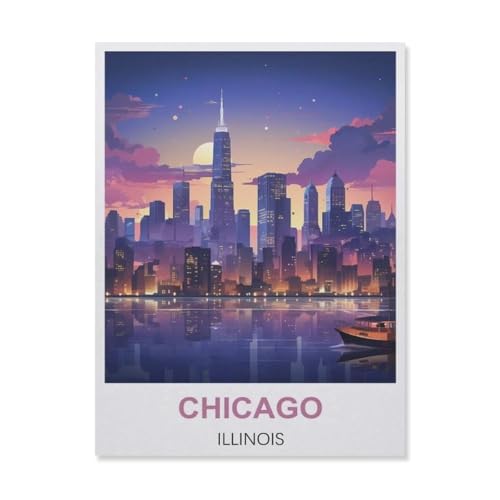 Chicago Illinois，Puzzles 1000 Teile für Erwachsene, Klassische Puzzle Teenager Puzzle Perfektes Pädagogisches Geschenk für Jungen Und Mädchen（38x26cm）-C7 von YYNFHCBS