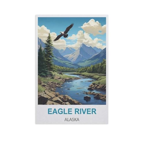Erwachsene Puzzle 1000 Stück DIY Holz pielzeug，Eagle River, Alaska，Creative Einzigartiges Geschenk Persönlichkeit Spiel Erwachsener Kind Puzzle Spielzeug（75x50cm）-H57 von YYNFHCBS