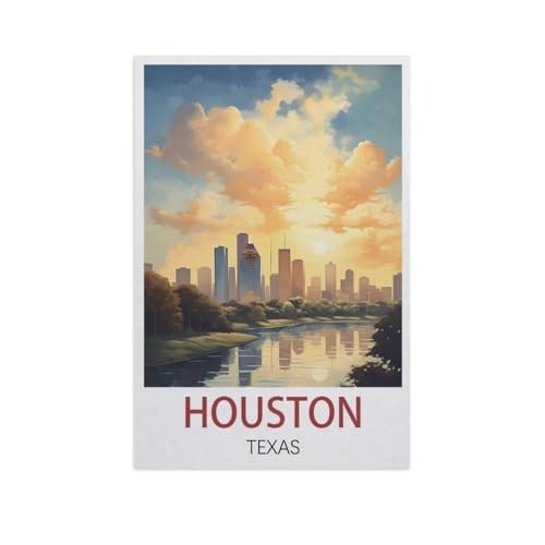 Erwachsene Puzzle 1000 Stück DIY Holz pielzeug，Houston Texas，Creative Einzigartiges Geschenk Persönlichkeit Spiel Erwachsener Kind Puzzle Spielzeug（75x50cm）-L22 von YYNFHCBS