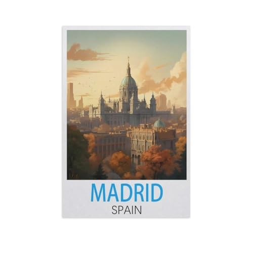 Erwachsene Puzzle 1000 Stück DIY Holz pielzeug，Madrid Spanien，Creative Einzigartiges Geschenk Persönlichkeit Spiel Erwachsener Kind Puzzle Spielzeug（75x50cm）-L95 von YYNFHCBS