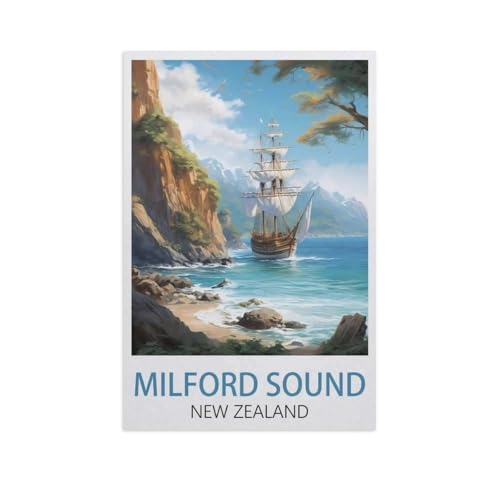 Erwachsene Puzzle 1000 Stück DIY Holz pielzeug，Milford Sound Neuseeland，Creative Einzigartiges Geschenk Persönlichkeit Spiel Erwachsener Kind Puzzle Spielzeug（75x50cm）-K49 von YYNFHCBS