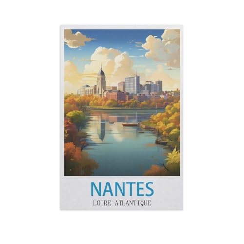 Erwachsene Puzzle 1000 Stück DIY Holz pielzeug，Nantes Loire-Atlantique，Creative Einzigartiges Geschenk Persönlichkeit Spiel Erwachsener Kind Puzzle Spielzeug（75x50cm）-M68 von YYNFHCBS