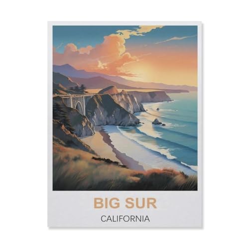 Erwachsene und Kinder Puzzle 1000 Teile Puzzle，Big Sur Kalifornien，einfaches Puzzlespiel Rollenpuzzle Lernspiel Spielzeug Familie Dekoration（38x26cm）-B48 von YYNFHCBS