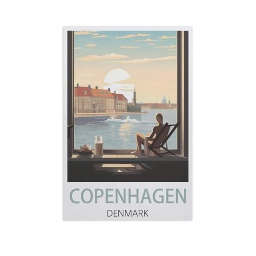 Erwachsene und Kinder Puzzle 1000 Teile Puzzle，Kopenhagen Dänemark，einfaches Puzzlespiel Rollenpuzzle Lernspiel Spielzeug Familie Dekoration（38x26cm）-K27 von YYNFHCBS