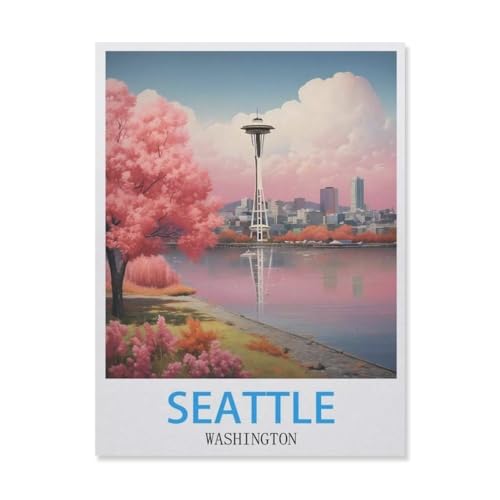 Erwachsene und Kinder Puzzle 1000 Teile Puzzle，Seattle Washington，einfaches Puzzlespiel Rollenpuzzle Lernspiel Spielzeug Familie Dekoration（75x50cm）-F86 von YYNFHCBS
